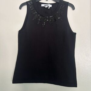 DKNY Black Sleeveless Top with Embellishments